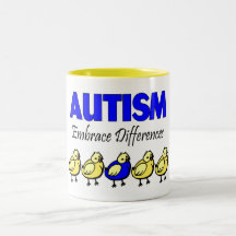 Diferenças do abraço da consciência do autismo caneca