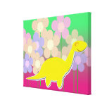 Dinossauro bonito & impressão das canvas das flore impressão de canvas esticadas
