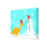 Dinossauro pequeno bonito com canvas do boneco de  impressão de canvas esticada