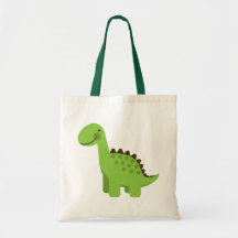 Dinossauro verde bonito bolsas de lona