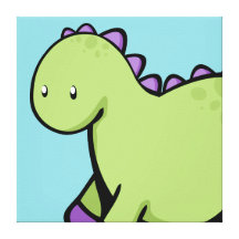 Dinossauro verde bonito impressão de canvas esticadas