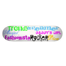 Diva, na moda, Fashionista, anjo, sonhador, Dadd… Skates Personalizados