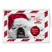 do chapéu veterinário do papai noel do buldogue do cartao