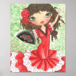 Do "dançarino Flamenco com fã " Impressão