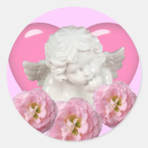 Do "design do anjo bebê" do querido adesivo em formato redondo