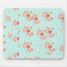 Do rosa floral chique do azul dos rosas do vintage mouse pads