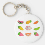 Doces gomosos dados forma frutas e legumes chaveiro
