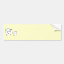 Dois elefantes brancos no creme. Desenhos animados Adesivo