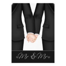 Dois noivos nos ternos que Wedding Convite Personalizado