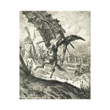 Don Quixote e os moinhos de vento Impressão De Canvas Esticada