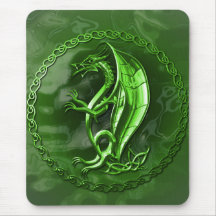Dragão celta verde mouse pads