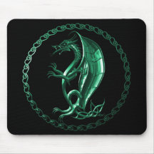 Dragão celta verde mousepads