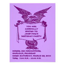 DRAGÃO ROXO QUE GUARDARA O PARTIDO INVITATION-CUST CONVITES PERSONALIZADOS