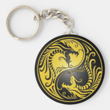 Dragões, amarelo e preto de Yin Yang Chaveiro