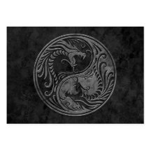 Dragões de pedra escuros de Yin Yang Cartoes De Visita