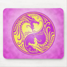 Dragões, roxo e amarelo de Yin Yang Mousepad