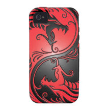 Dragões, vermelho e preto de Yin Yang
