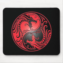 Dragões, vermelho e preto de Yin Yang Mousepad