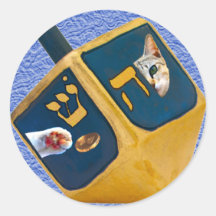dreidel do gatinho adesivo redondo