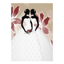 Duas noivas em vestidos nupciais que Wedding Convites Personalizado