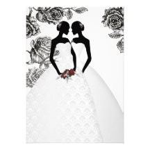Duas noivas no casamento elegante dos vestidos nup convites