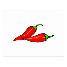 Duas pimentas de pimentão vermelho no lado cartoes postais
