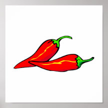 Duas pimentas de pimentão vermelho no lado poster