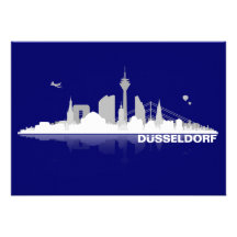 Düsseldorf City Skyline Klappkarte, convite/