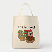 É camiseta e presentes do Natal Bolsa Para Compra