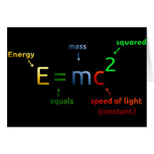 E = MC^2. E igualam MC esquadrado Cartão