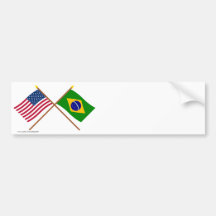 E.U. e bandeiras cruzadas Brasil Adesivo