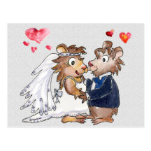 Economias do casal do casamento dos desenhos anima cartao postal