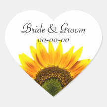 Economias do casamento do girassol as etiquetas da adesivo de coração