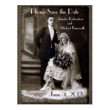 Economias do casamento vintage o cartão da data cartão postal