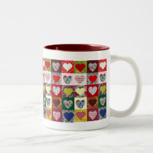 Edredão dos corações do amor caneca