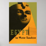 Egipto para o poster das viagens vintage da luz do