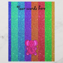 Elefante cor-de-rosa do brilho com listras do arco panfleto personalizados