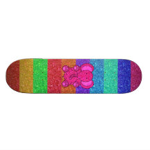 Elefante cor-de-rosa do brilho com listras do arco skate
