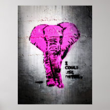 Elefante cor-de-rosa dos grafites impressão