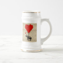 Elefante e balões dados forma coração caneca