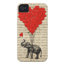 Elefante e balões dados forma coração capas de iPhone 4 Case-Mate