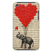Elefante e balões dados forma coração capa iPod Case-Mate