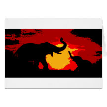 Elefante, elefante do bebê & por do sol cartões