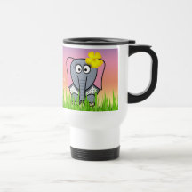 Elefante feminino na grama canecas