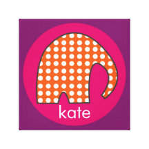 Elefante personalizado do bebê [laranja+roxo] impressão de canvas esticada
