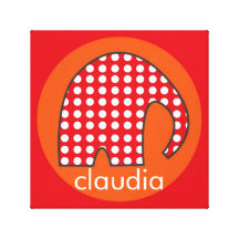 Elefante personalizado do bebê [vermelho+laranja] impressão em canvas