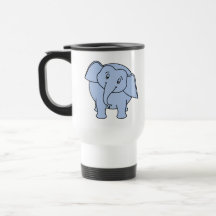 Elefante sonolento azul. Desenhos animados Canecas