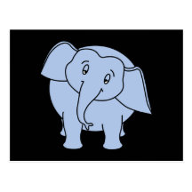 Elefante sonolento azul. Desenhos animados Cartoes Postais