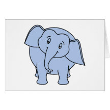 Elefante sonolento azul. Desenhos animados Cartões