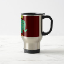 Elefantes étnicos com as flores no vermelho marrom caneca